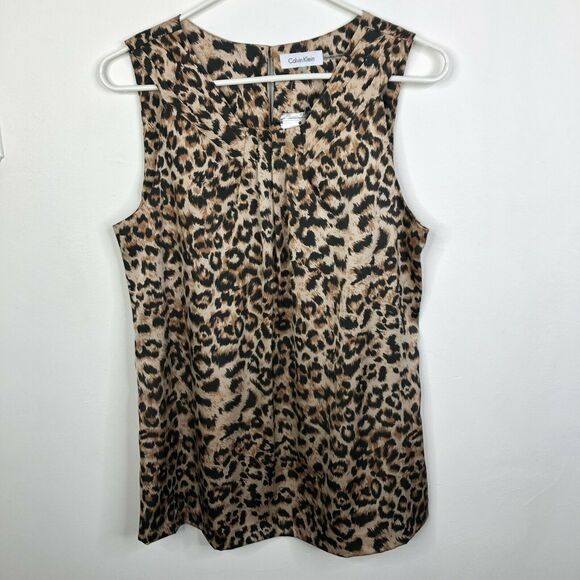 NEW Calvin Klein Multicolor Leopard Print Sleeveless Top Women's Sz. M - Picture 1 of 8